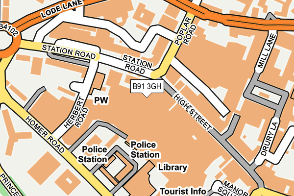 B91 3GH map - OS OpenMap – Local (Ordnance Survey)