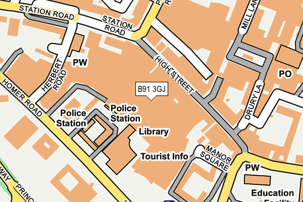 B91 3GJ map - OS OpenMap – Local (Ordnance Survey)