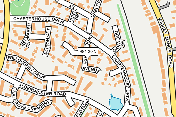 B91 3GN map - OS OpenMap – Local (Ordnance Survey)