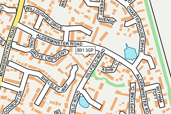 B91 3GP map - OS OpenMap – Local (Ordnance Survey)