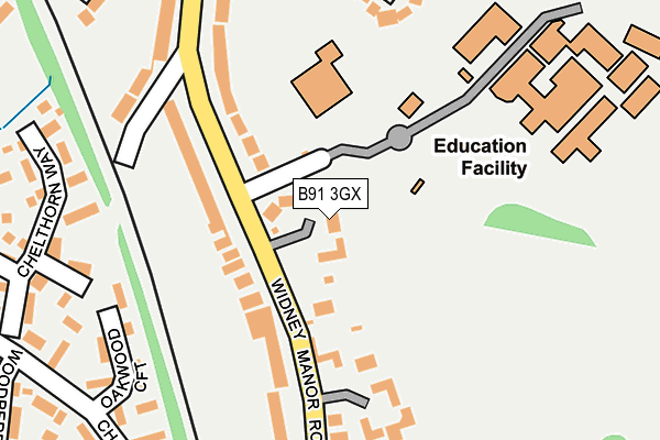 B91 3GX map - OS OpenMap – Local (Ordnance Survey)