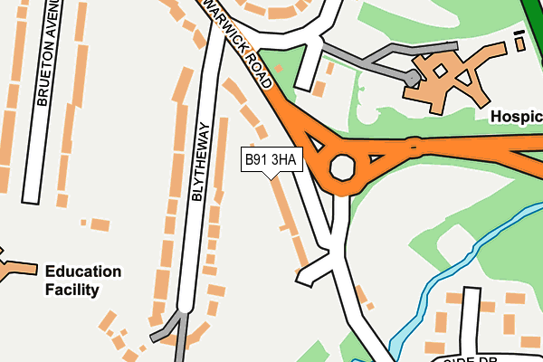 B91 3HA map - OS OpenMap – Local (Ordnance Survey)