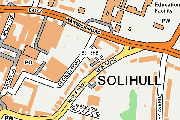 B91 3HB map - OS OpenMap – Local (Ordnance Survey)