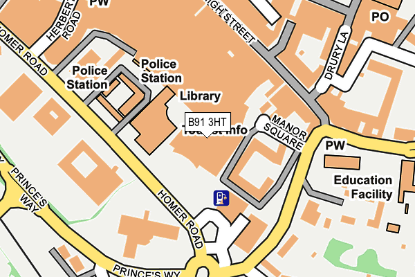 B91 3HT map - OS OpenMap – Local (Ordnance Survey)