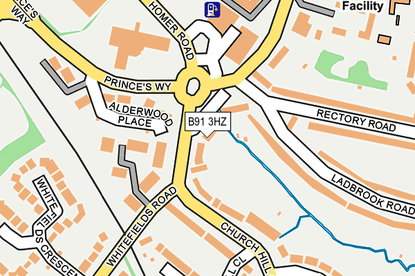 B91 3HZ map - OS OpenMap – Local (Ordnance Survey)