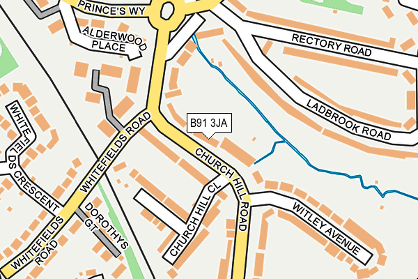 B91 3JA map - OS OpenMap – Local (Ordnance Survey)