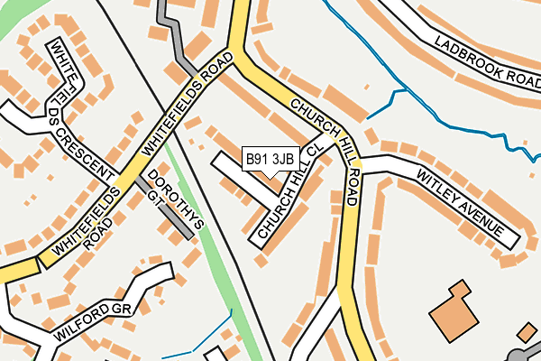 B91 3JB map - OS OpenMap – Local (Ordnance Survey)