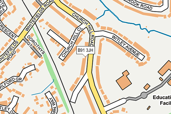 B91 3JH map - OS OpenMap – Local (Ordnance Survey)