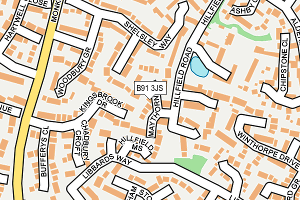 B91 3JS map - OS OpenMap – Local (Ordnance Survey)