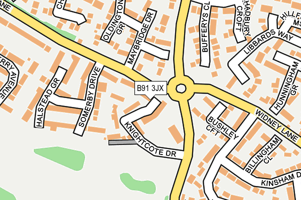 B91 3JX map - OS OpenMap – Local (Ordnance Survey)