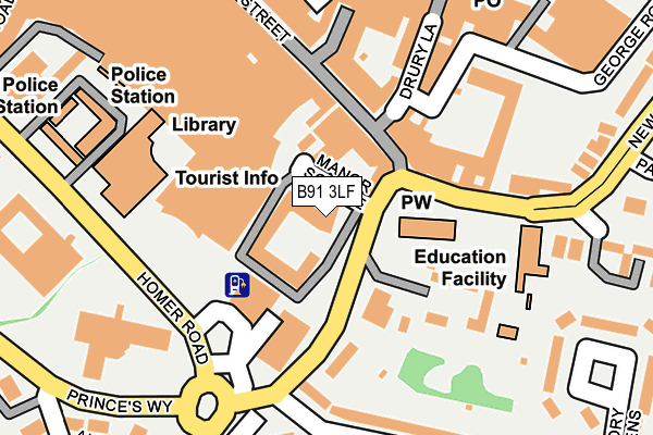 B91 3LF map - OS OpenMap – Local (Ordnance Survey)