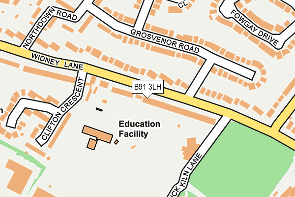 B91 3LH map - OS OpenMap – Local (Ordnance Survey)