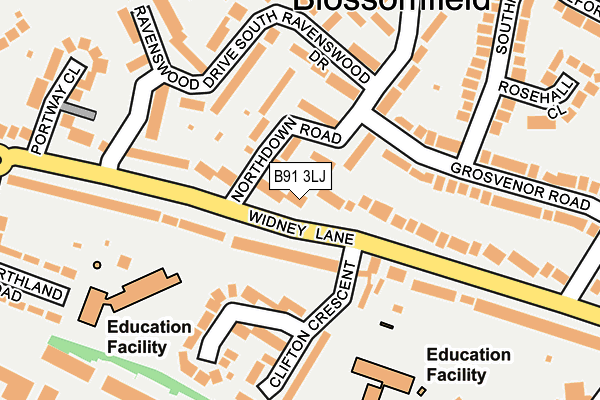 B91 3LJ map - OS OpenMap – Local (Ordnance Survey)