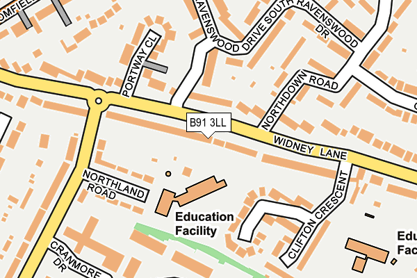 B91 3LL map - OS OpenMap – Local (Ordnance Survey)