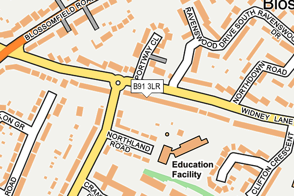 B91 3LR map - OS OpenMap – Local (Ordnance Survey)