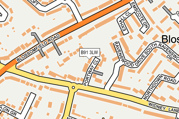 B91 3LW map - OS OpenMap – Local (Ordnance Survey)