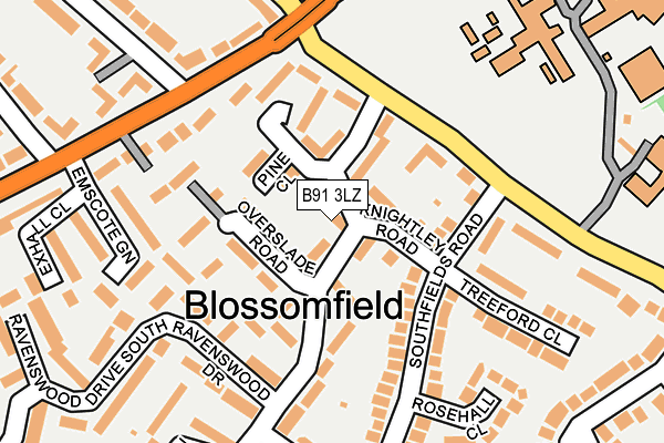 B91 3LZ map - OS OpenMap – Local (Ordnance Survey)