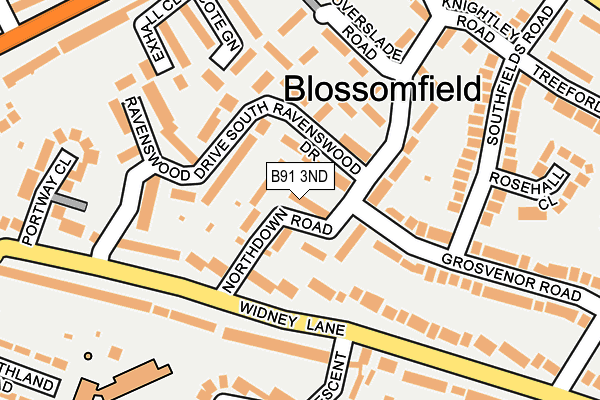 B91 3ND map - OS OpenMap – Local (Ordnance Survey)