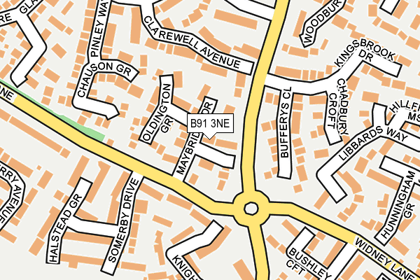 B91 3NE map - OS OpenMap – Local (Ordnance Survey)