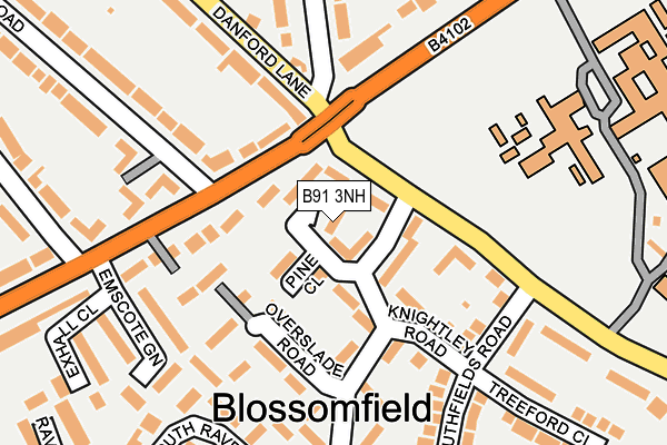 B91 3NH map - OS OpenMap – Local (Ordnance Survey)