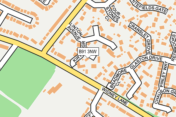 B91 3NW map - OS OpenMap – Local (Ordnance Survey)