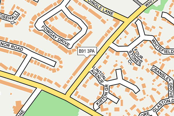 B91 3PA map - OS OpenMap – Local (Ordnance Survey)