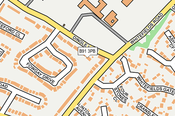 B91 3PB map - OS OpenMap – Local (Ordnance Survey)