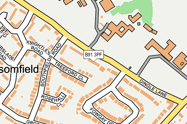 B91 3PF map - OS OpenMap – Local (Ordnance Survey)