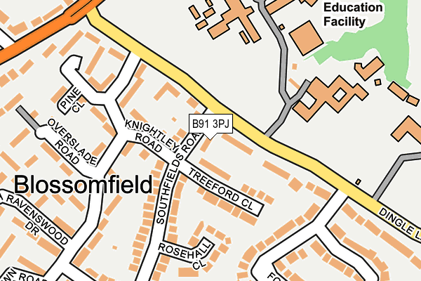 B91 3PJ map - OS OpenMap – Local (Ordnance Survey)