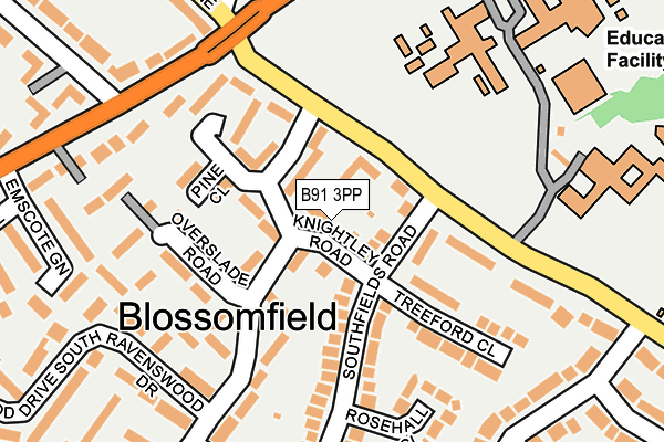 B91 3PP map - OS OpenMap – Local (Ordnance Survey)