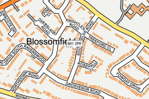 B91 3PR map - OS OpenMap – Local (Ordnance Survey)