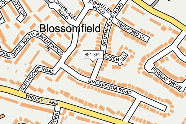 B91 3PT map - OS OpenMap – Local (Ordnance Survey)