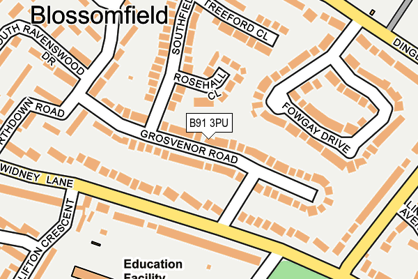 B91 3PU map - OS OpenMap – Local (Ordnance Survey)