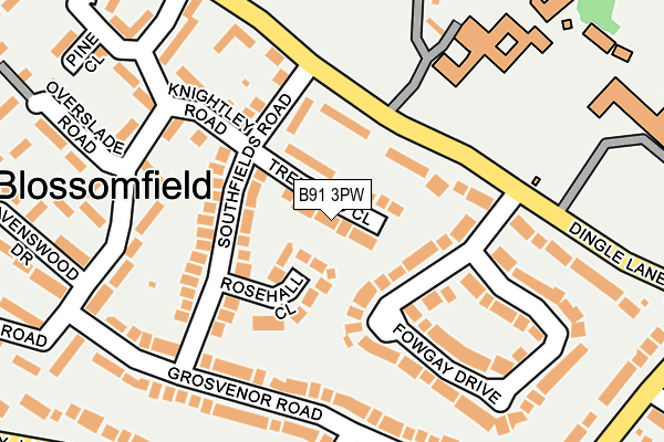 B91 3PW map - OS OpenMap – Local (Ordnance Survey)