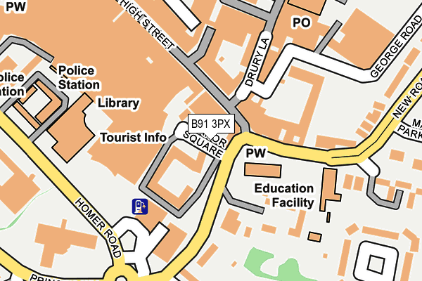 B91 3PX map - OS OpenMap – Local (Ordnance Survey)