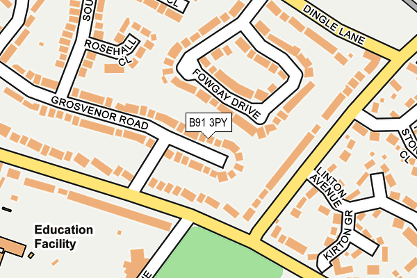 B91 3PY map - OS OpenMap – Local (Ordnance Survey)