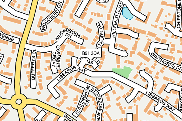 B91 3QA map - OS OpenMap – Local (Ordnance Survey)