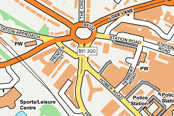 B91 3QG map - OS OpenMap – Local (Ordnance Survey)