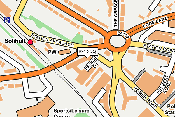 B91 3QQ map - OS OpenMap – Local (Ordnance Survey)