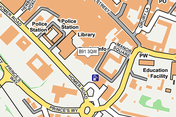 B91 3QW map - OS OpenMap – Local (Ordnance Survey)