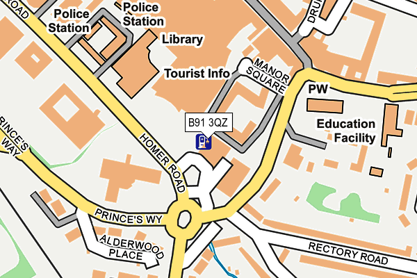 B91 3QZ map - OS OpenMap – Local (Ordnance Survey)