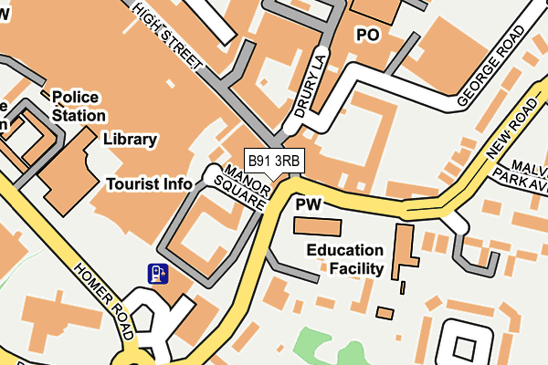B91 3RB map - OS OpenMap – Local (Ordnance Survey)
