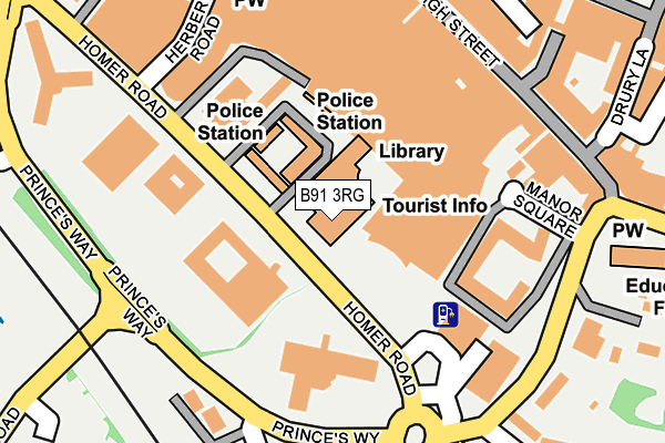 B91 3RG map - OS OpenMap – Local (Ordnance Survey)