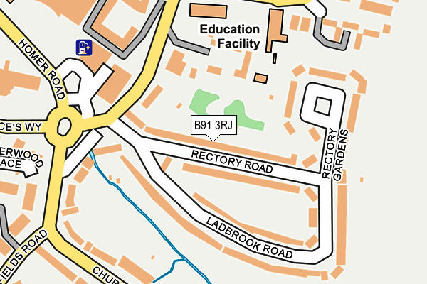 B91 3RJ map - OS OpenMap – Local (Ordnance Survey)