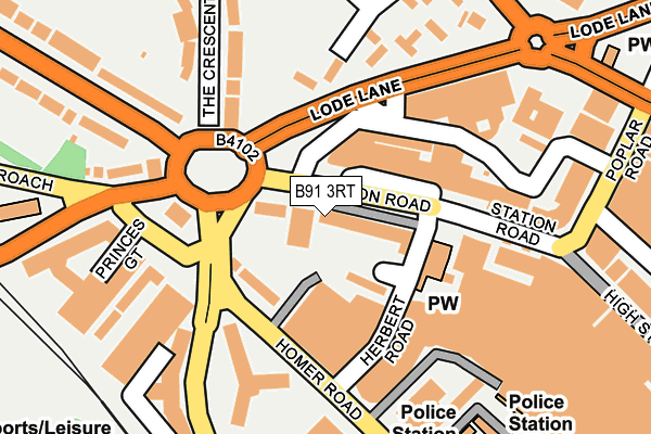 B91 3RT map - OS OpenMap – Local (Ordnance Survey)