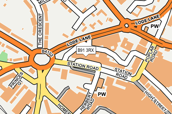 B91 3RX map - OS OpenMap – Local (Ordnance Survey)