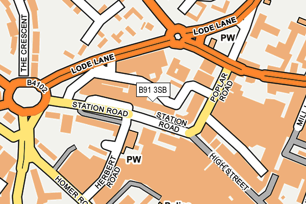 B91 3SB map - OS OpenMap – Local (Ordnance Survey)