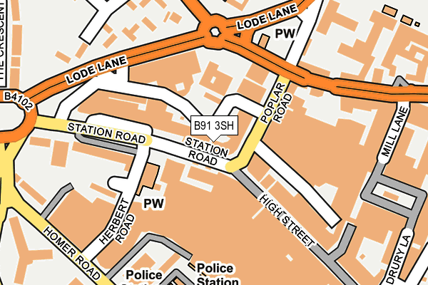 B91 3SH map - OS OpenMap – Local (Ordnance Survey)