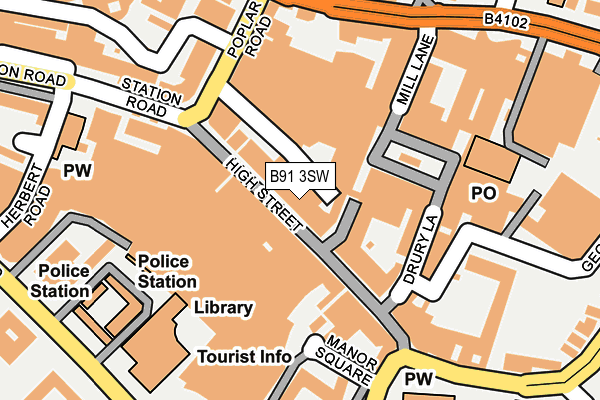 B91 3SW map - OS OpenMap – Local (Ordnance Survey)