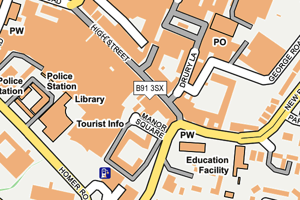 B91 3SX map - OS OpenMap – Local (Ordnance Survey)